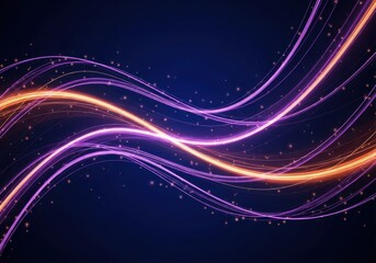Abstract Flowing Purple and Orange Light Trails