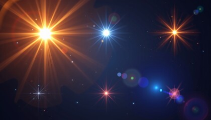 Fototapeta premium Realistic Lens Flare Effects with Sparkling Light Bursts