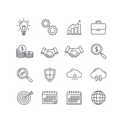 Set Handdrawn Business icon pack symbols Logo