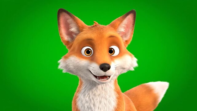 Adorable Winking Fox Animation Video Loop on Green Screen for Creative Projects