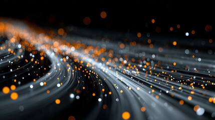 Orange Light Trails on a Dark Background