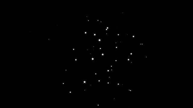Twinkle star glitter sparkle,Glitter Star Animation featuring shimmering white doodle stars, sparkling twinkle particles and glowing magic dust trail flowing smoothly across black screen background,4k