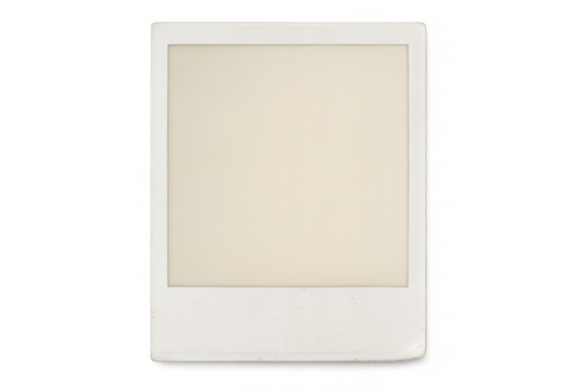Blank instant camera film frame with copy space, retro empty paper photo for vintage memories concept