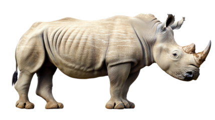 Side profile of a standing rhino
