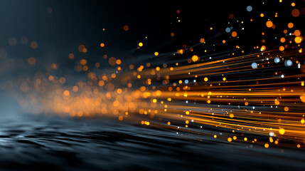 Orange Light Trails on a Dark Background