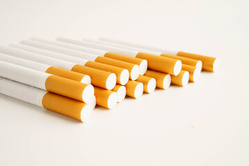 Cigarette, roll tobacco in paper with filter tube, No smoking.