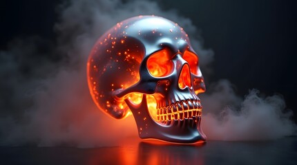 Theme Halloween, Glass skull filled with glowing smoke