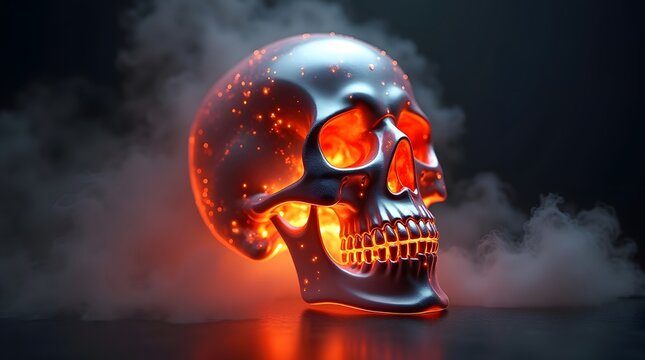 Theme Halloween, Glass skull filled with glowing smoke