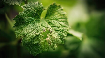 weakness. A macro photograph of a young leaf with intricate, damaged vein patterns, symbolizing hidden vulnerability. gardening catalogs.