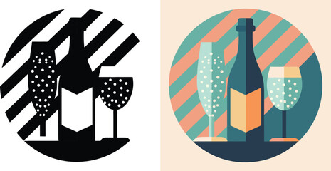 Celebrate with sparkling champagne and elegant flutes, perfect for festive occasions and joyous moments captured in vibrant modern art.