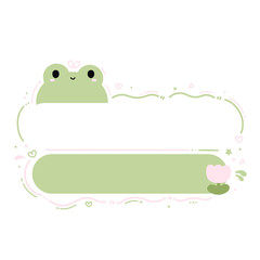 Cute Coquette Green Name Tag with Frog, Cute Frame