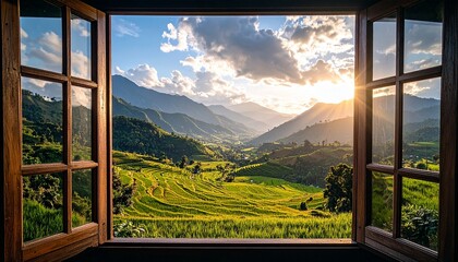 view from the window in the mountains