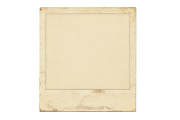 Naklejka premium Vintage instant film photo frame template on transparent background. Blank aged paper texture with retro border