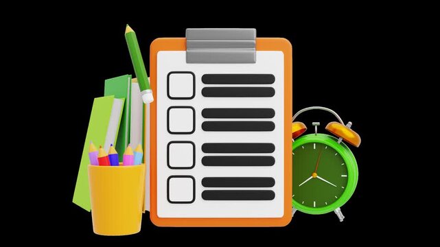 3D Exam Preparation School Test | Alpha Channel