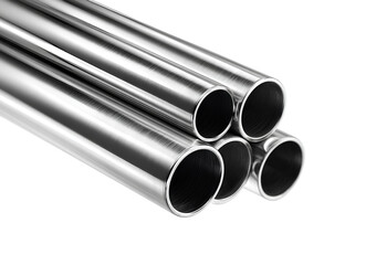 Stack of new steel pipes for the construction industry isolated on a white background
