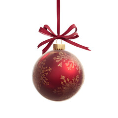 Christmas bauble matte red isolated on transparent background 