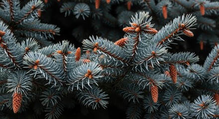Blue Spruce Branch with Young Cones and Silver Needles