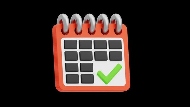 3D Calendar Checkmark | Alpha Channel