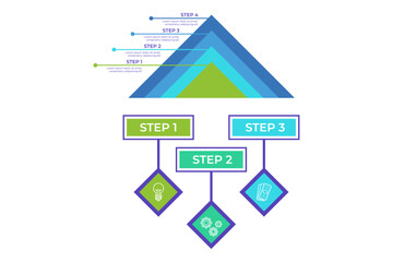 Infographic presenting clear process with four structured steps designed to guide users in developing informative visuals. Each step emphasizing key action to enhance understanding