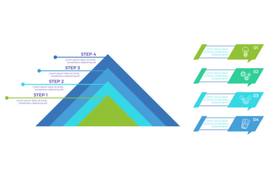 Infographic outlining steps involved in certain process, presenting clear, visual representation of each step, organized in pyramid layout with distinct colors