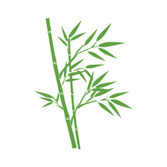 Fototapeta premium Bamboo leaves icon over white background, silhouette style, vector illustration