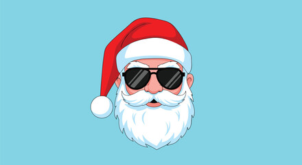 Cool santa claus wearing sunglasses and a santa hat during christmas season.