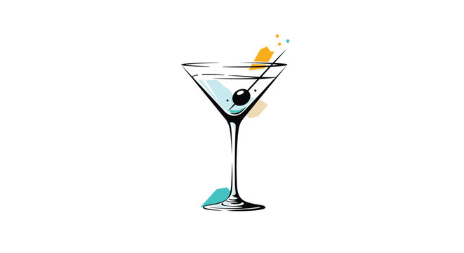 Elegant martini glass with garnish and colorful splashes. Elegant martini glass with garnish and colorful splashes.