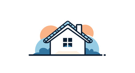 A charming detached house with a pitched roof and stylized landscaping providing a warm and inviting atmosphere.