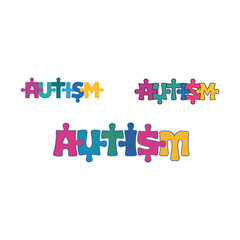 Multicolor Autism Puzzle Letters Graphic for Education and Support Materials
