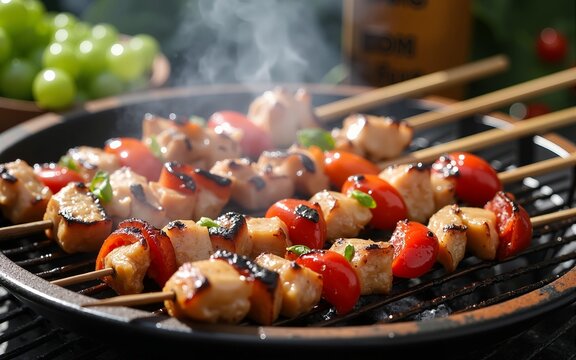 Summer BBQ: Delicious Grilled Meat and Festive Gathering. High quality