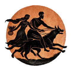 Ancient Greek Couple Riding Mythical Creatures