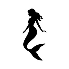Fototapeta premium Girl with a fishtail silhouette icon vector illustration on white background
