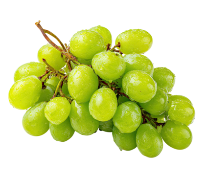 Fresh, dewy green grapes clustered on a dark background