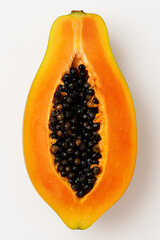 papaya fruit isolated on black