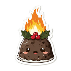 Kawaii Christmas Pudding with Flames