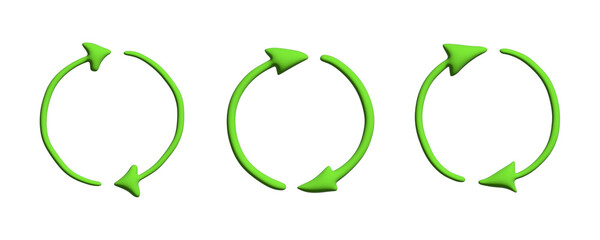 Set of 3d recycle arrow icon Recycling resources symbol Reuse of materials, zero waste, green...
