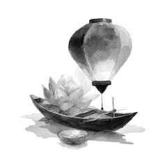 Boat with Lotus Lantern and Candle