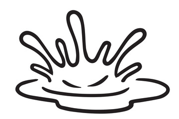 Obraz premium Simple monochrome vector showing a water droplet splash, crafted with neat curves and minimal styling to capture the instant of impact, giving a dynamic yet clean visual representation splash