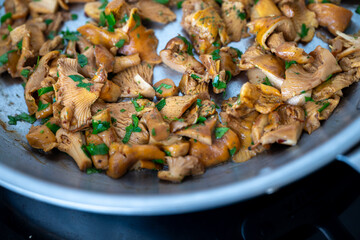 Chanterelle Mushrooms Cooked in Butter with Fresh Parsley