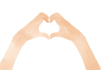 ハートを作る手の水彩風イラスト