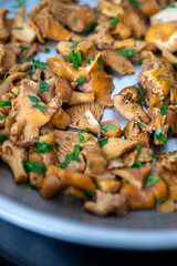Chanterelle Mushrooms Cooked in Butter with Fresh Parsley