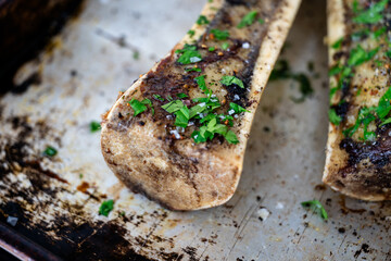 Close up of Beef Bone Marrow Roasted