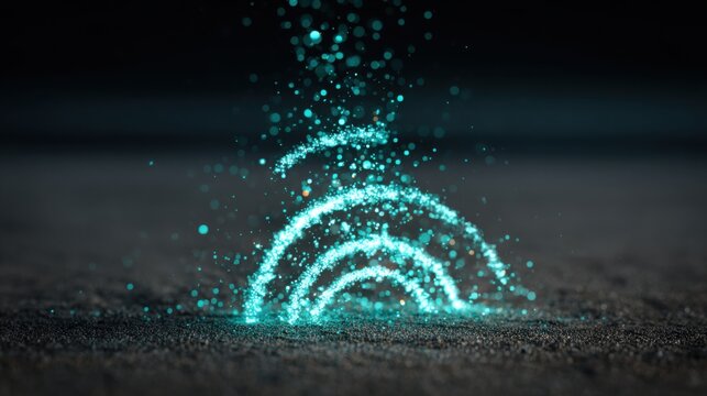 Green light illuminating against a black background symbolizing energy and direction in user interface design concepts - Powered by Adobe