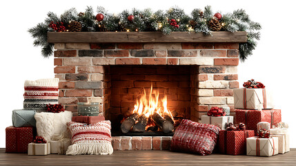 Minimal holiday mantel with gifts