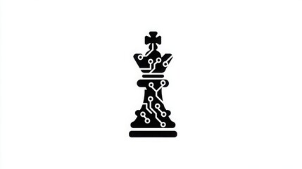 Abstract conceptual representation of a chess rook integrated with ai hedge strategy for innovation and growth