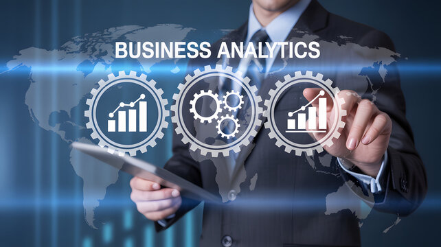 Professional analyzing global business analytics data with futuristic interface