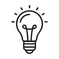 Obraz premium A simple drawing of a lightbulb with radiating lines above it on a plain white background design art