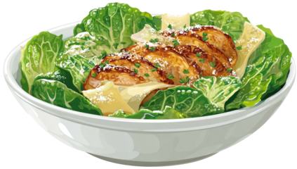 Fresh Caesar salad with grilled chicken and shaved parmesan