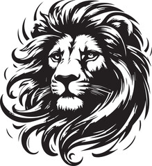 monochrome of head lion mascot
