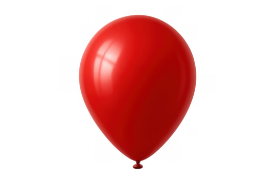 Red party balloon floating, feeling celebration, happy birthday, festive event, joy, and anniversary concepts on transparent background
